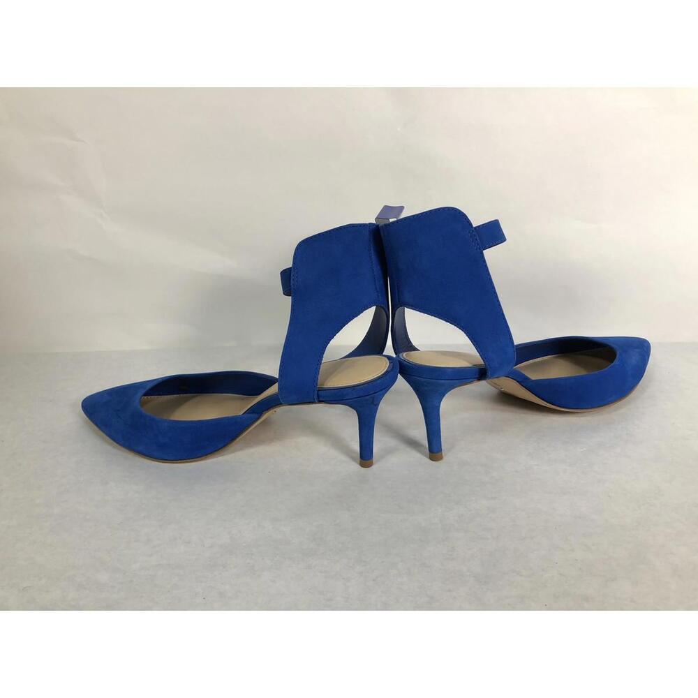 Gianni Bini Blue Suede Heels Ankle Strap and Closed Toe Size 8M Fit Smaller 7.5 - Picture 8 of 9